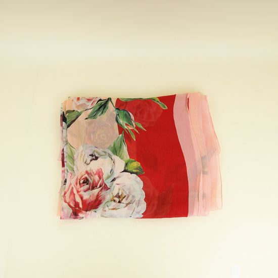 Dolce & Gabbana Multicolor Floral Print Chiffon Scarf