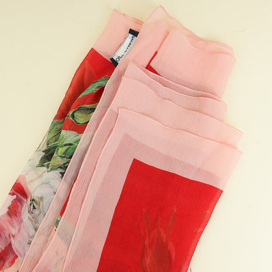 Dolce & Gabbana Multicolor Floral Print Chiffon Scarf