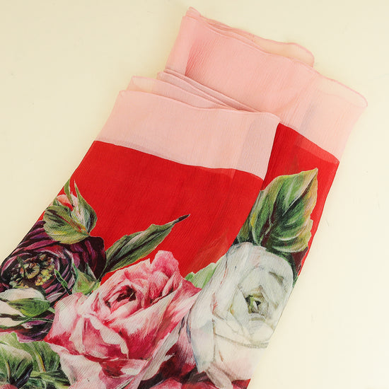 Dolce & Gabbana Multicolor Floral Print Chiffon Scarf