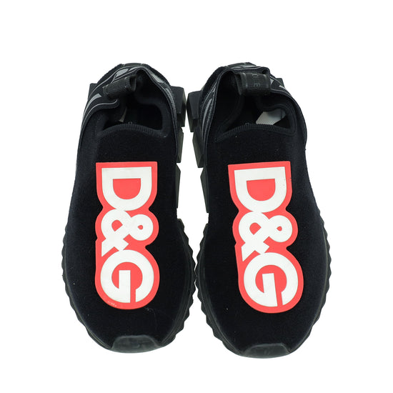 Dolce & Gabbana Tricolor "D&G" Patch Stretch Slip On Sneakers 36