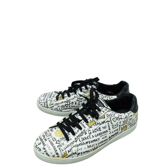 Dolce & Gabbana Bicolor Bambino Graffiti Lace Up Sneakers 36