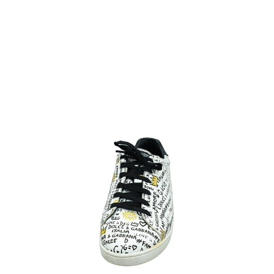 Dolce & Gabbana Bicolor Bambino Graffiti Lace Up Sneakers 36