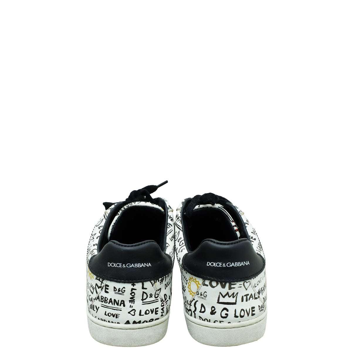 Dolce & Gabbana Bicolor Bambino Graffiti Lace Up Sneakers 36