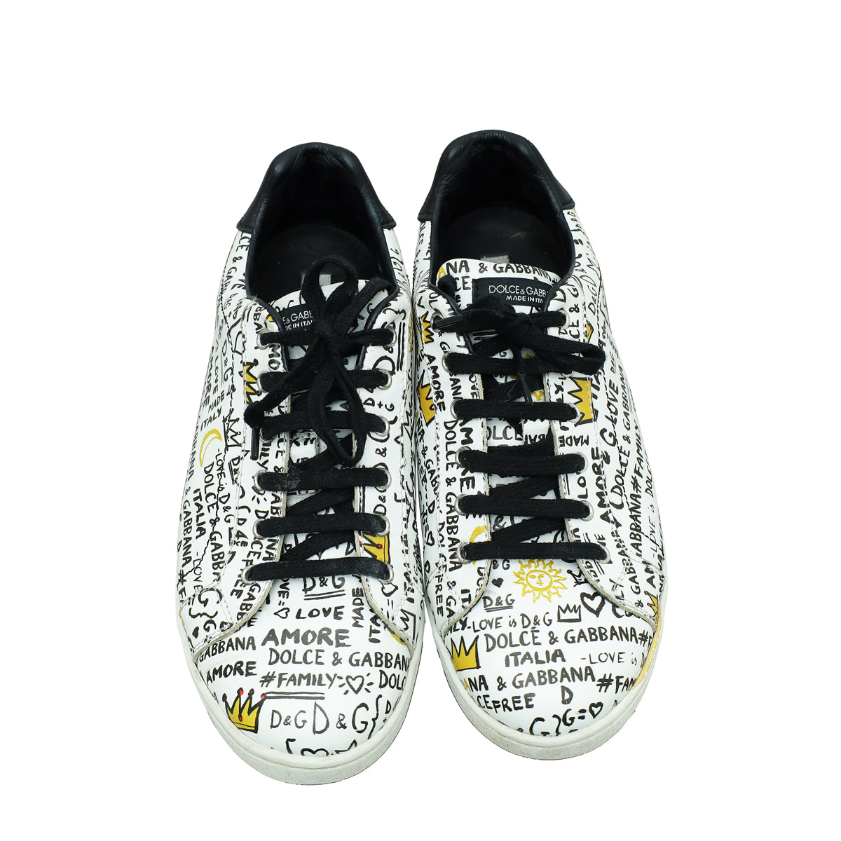 Dolce & Gabbana Bicolor Bambino Graffiti Lace Up Sneakers 36