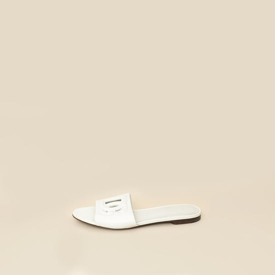Dolce & Gabbana White DG Logo Cutout Slide Sandal 36-Dolce & Gabbana-THE CLOSET