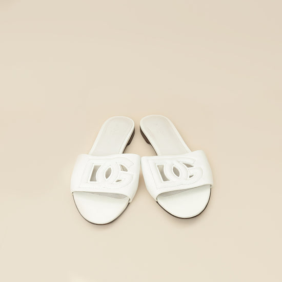 Dolce & Gabbana White DG Logo Cutout Slide Sandal 36-Dolce & Gabbana-THE CLOSET