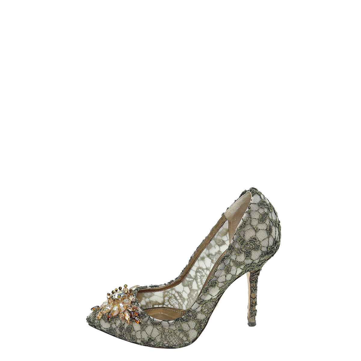 Dolce & Gabbana Bronze Lurex Lace Royale Pump 36