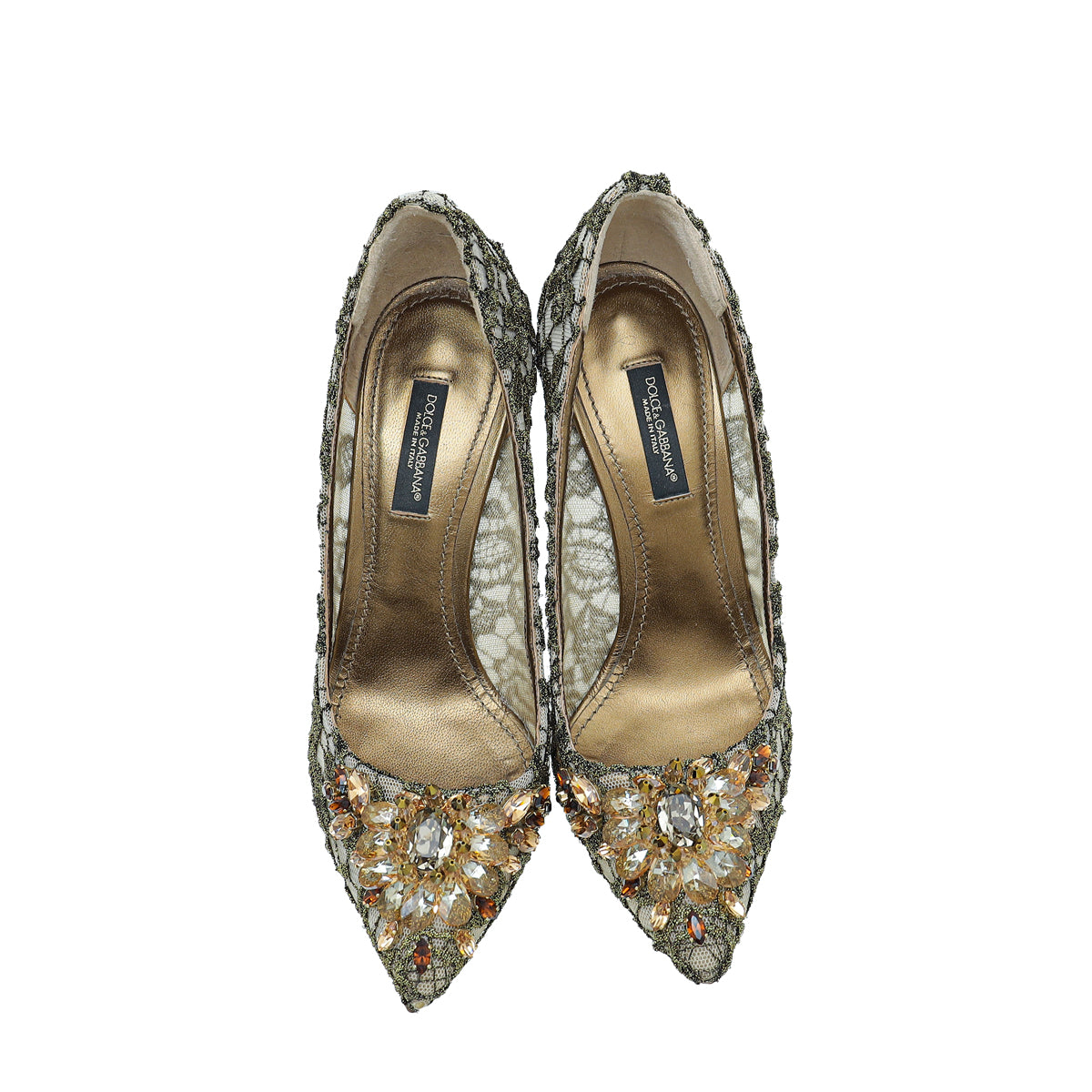 Dolce & Gabbana Bronze Lurex Lace Royale Pump 36