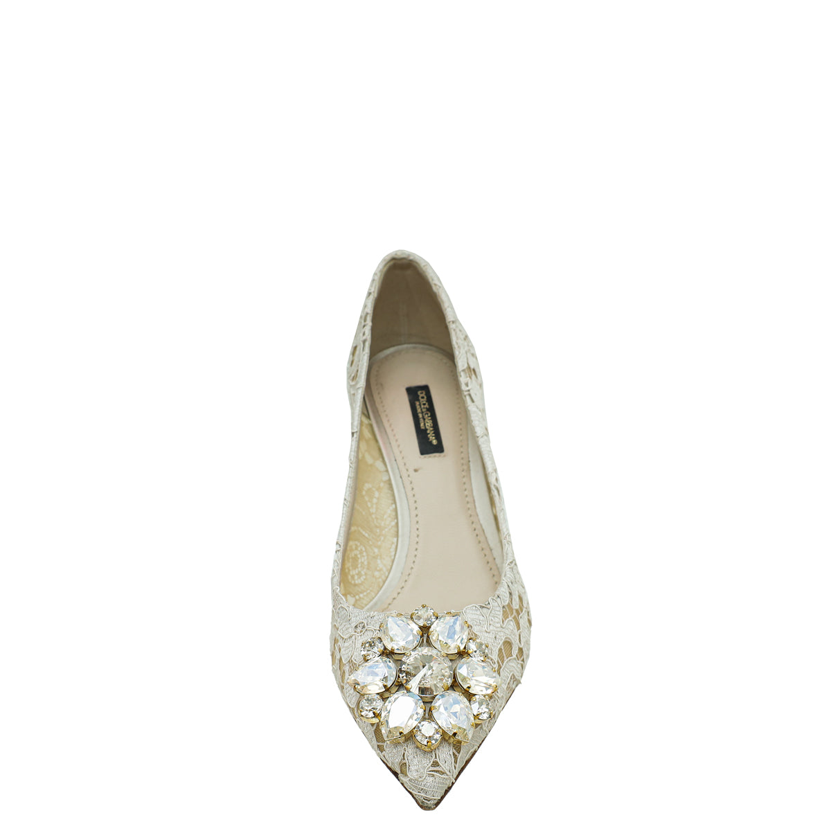 Dolce & Gabbana Light Grey Lace Bellucci Pump 37-Dolce & Gabbana-THE CLOSET
