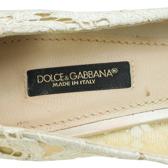 Dolce & Gabbana Light Grey Lace Bellucci Pump 37