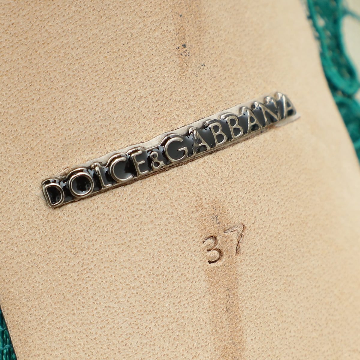 Dolce & Gabbana Green Lace Bellucci Pump 37