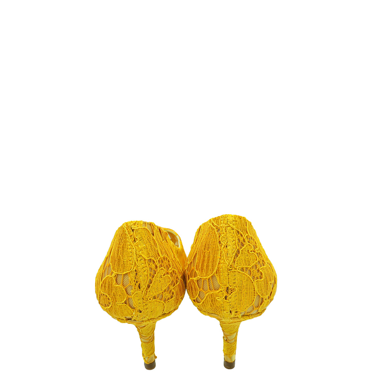 Dolce & Gabbana Yellow Bellucci Lace Embellished Pump 37