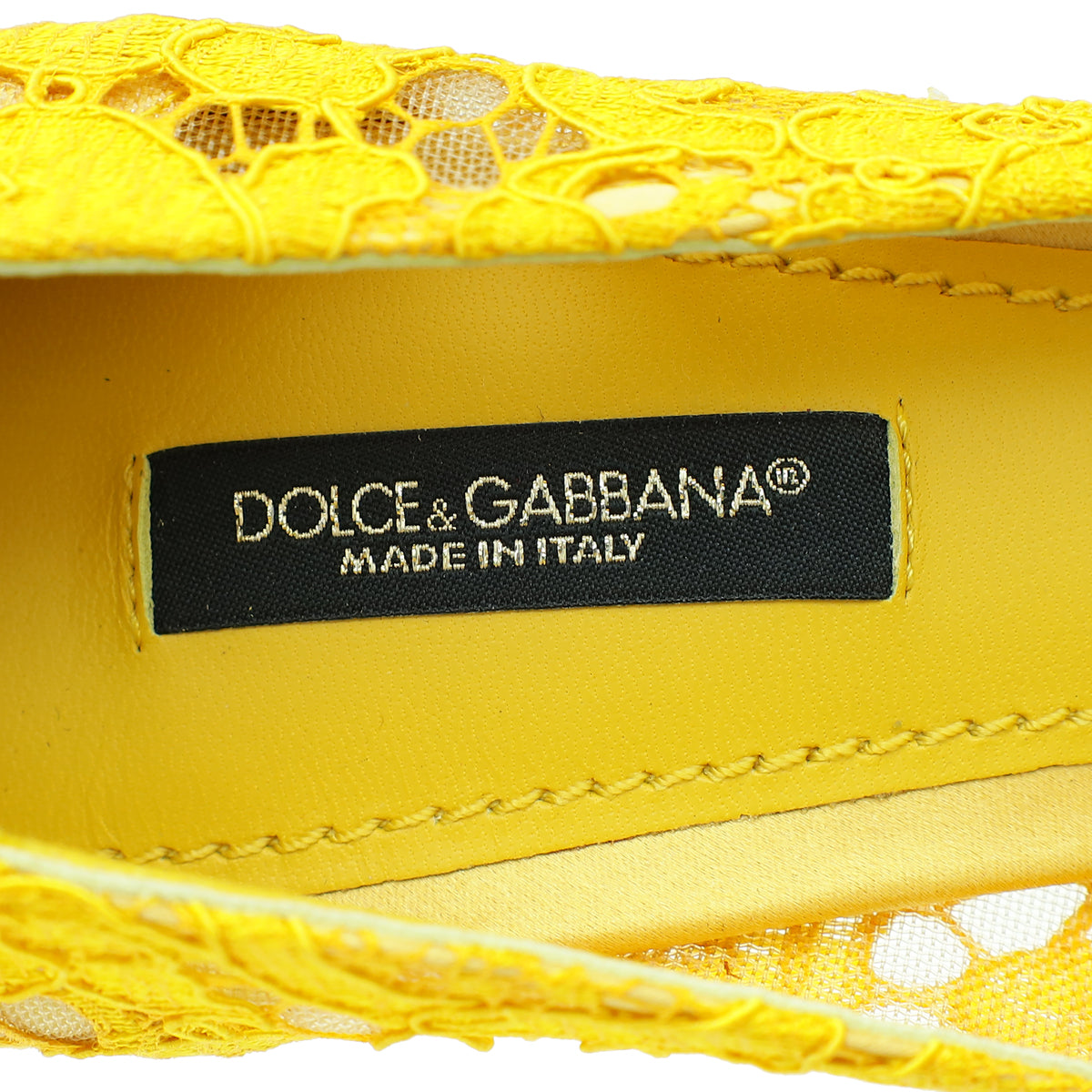 Dolce & Gabbana Yellow Bellucci Lace Embellished Pump 37