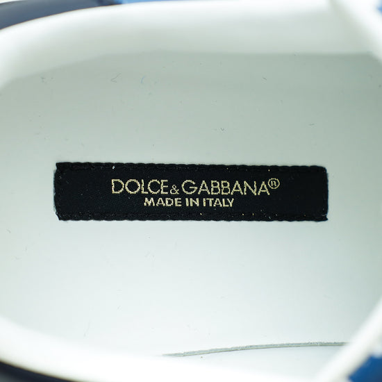 Dolce & Gabbana Blue Logo Print Portofino Low-Top Sneakers 38.5