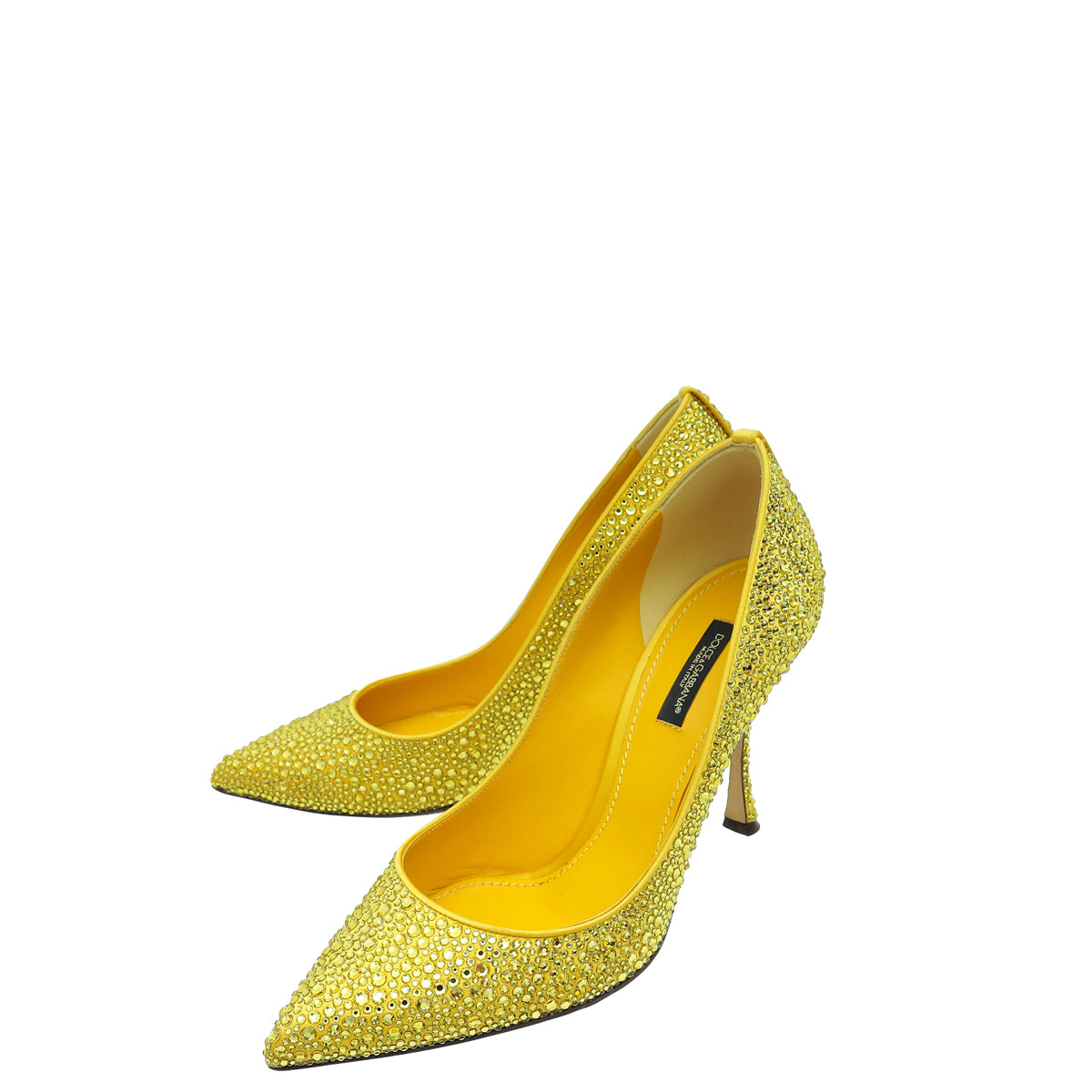 Dolce & Gabbana Yellow Crystal Embellished Pump 38-Dolce & Gabbana-THE CLOSET