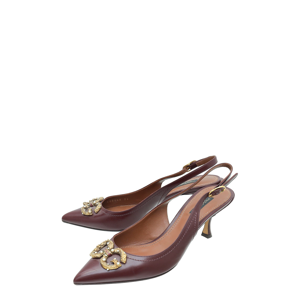 Dolce & Gabbana Burgundy DG Amore Slingback Pump 39-Dolce & Gabbana-THE CLOSET