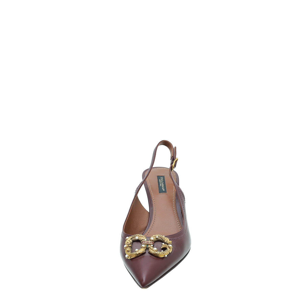 Dolce & Gabbana Burgundy DG Amore Slingback Pump 39-Dolce & Gabbana-THE CLOSET
