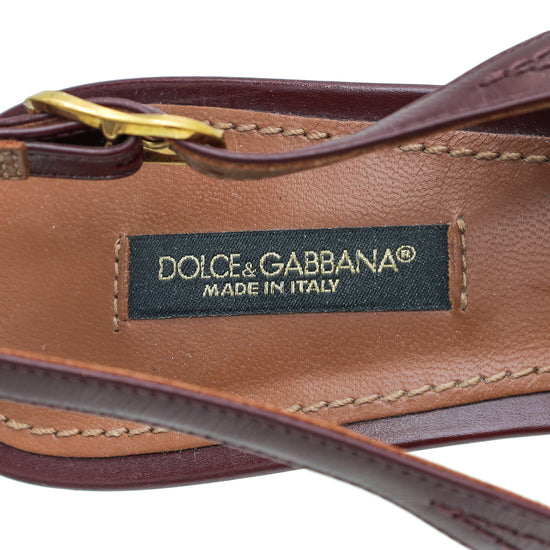 Dolce & Gabbana Burgundy DG Amore Slingback Pump 39