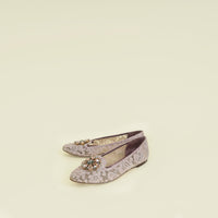 Dolce & Gabbana Lilac Bellucci Crystal Embellished Lace Flat Ballerina 40.5