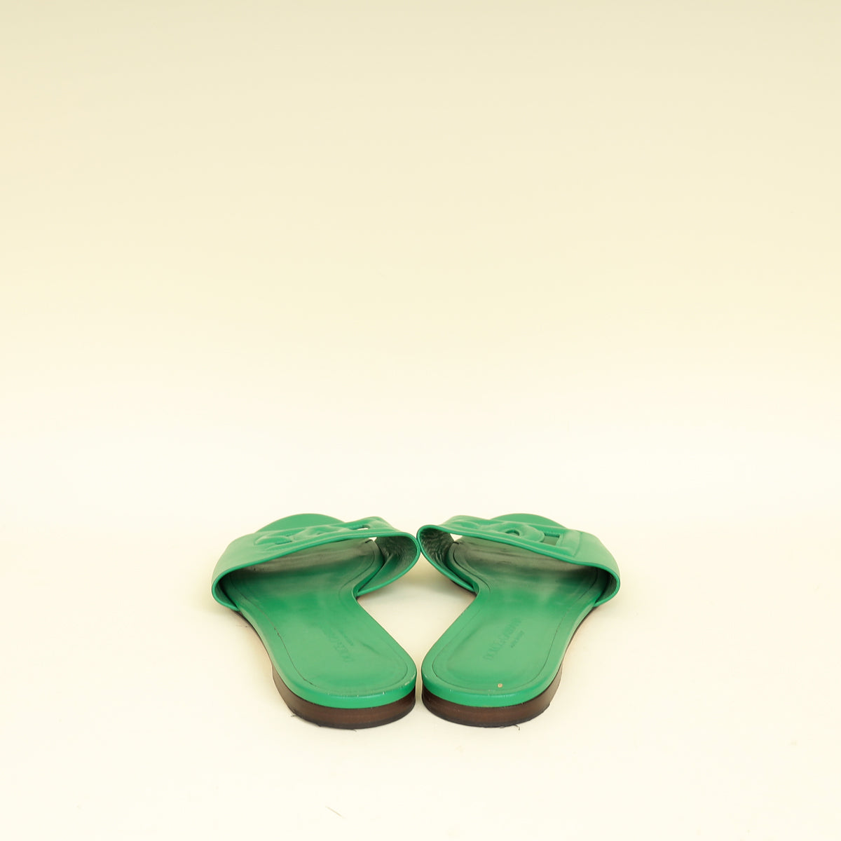 Dolce & Gabbana Green DG Logo Cutout Flat Sandals 40