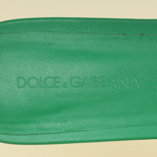 Dolce & Gabbana Green DG Logo Cutout Flat Sandals 40