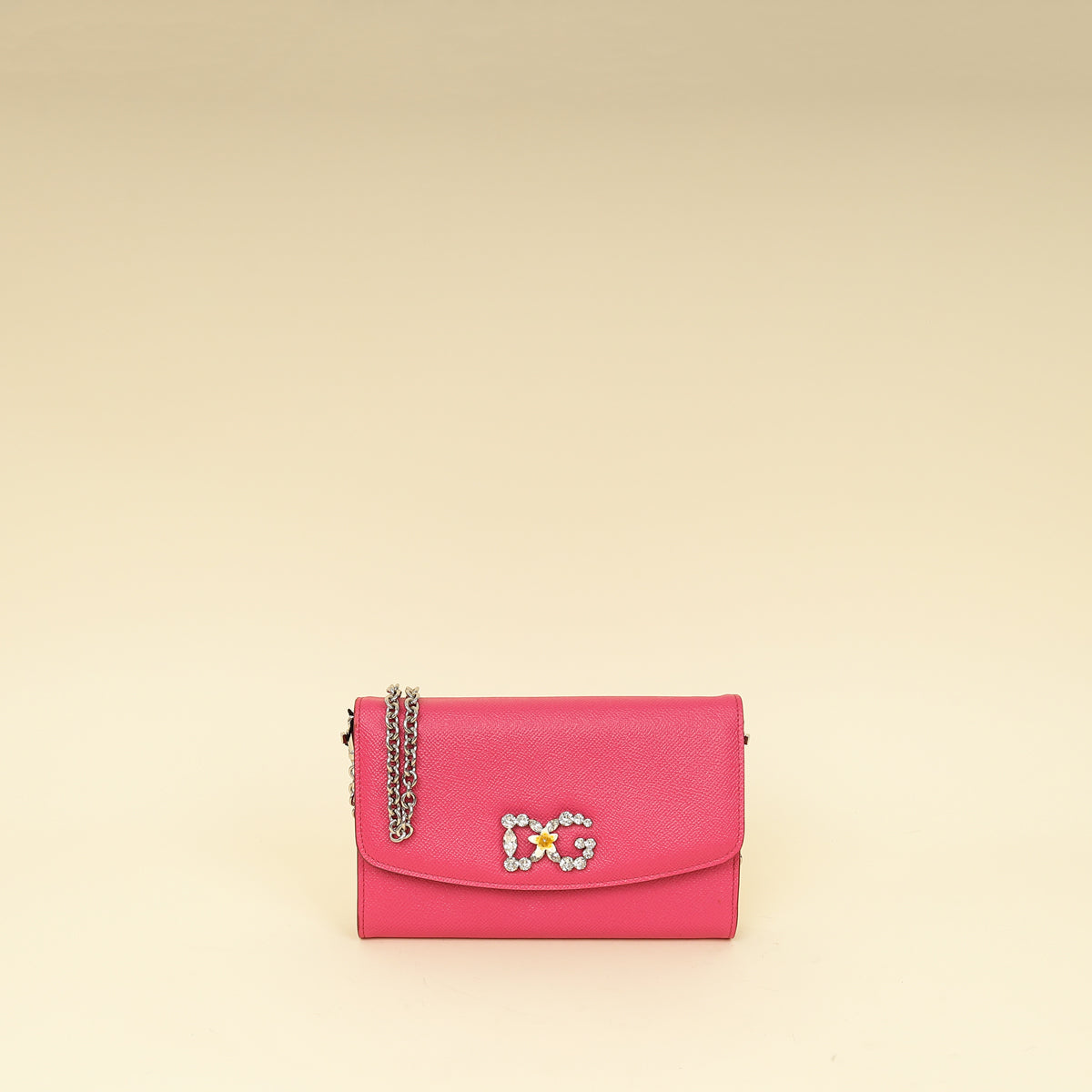 Dolce & Gabbana Pink DG Crystal Chain Wallet-Dolce & Gabbana-THE CLOSET