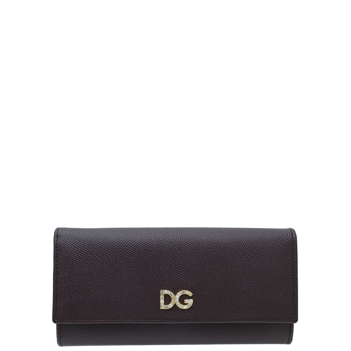 Dolce & Gabbana Burgundy DG Crystal Flap Continental Wallet-Dolce & Gabbana-THE CLOSET
