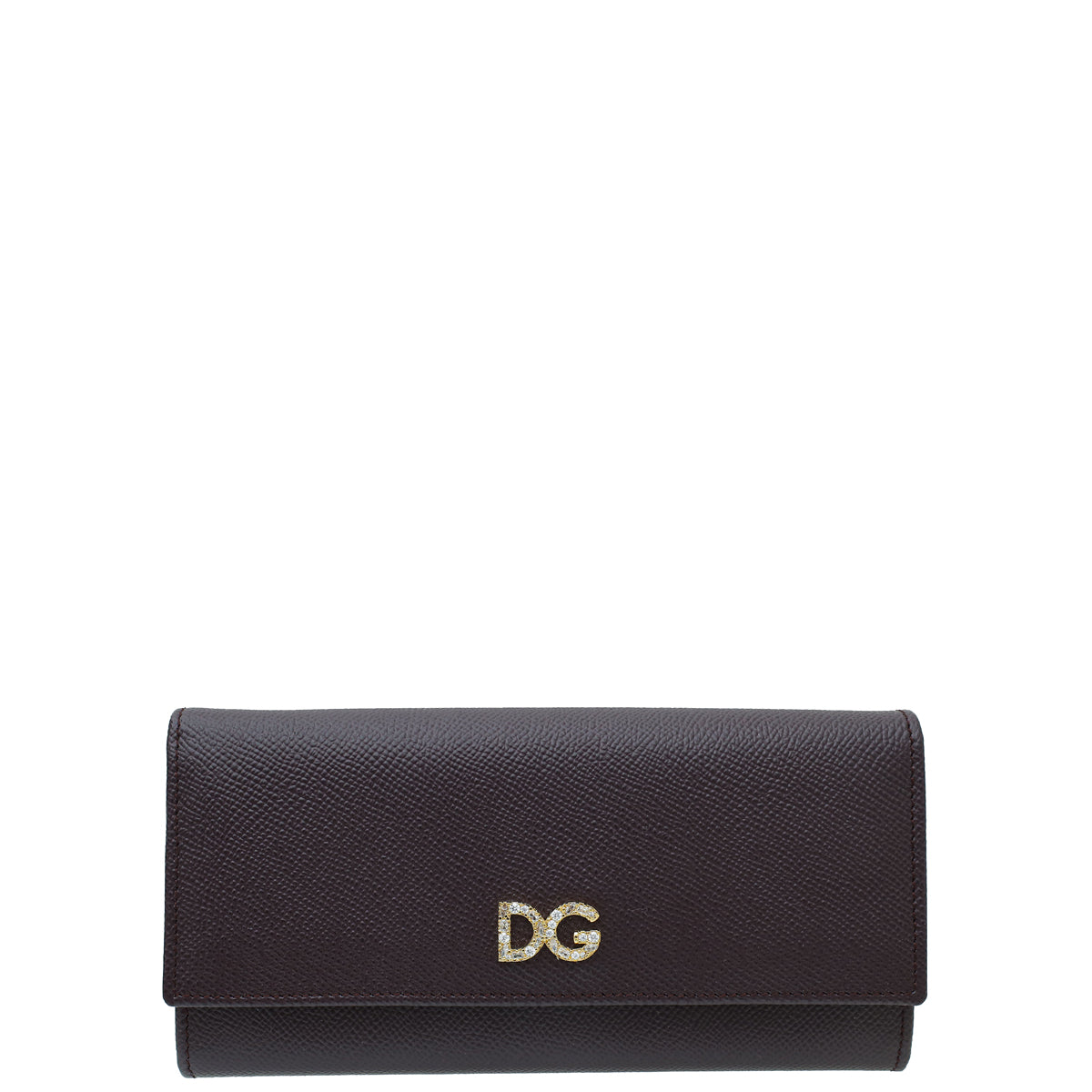 Dolce & Gabbana Burgundy DG Crystal Flap Continental Wallet