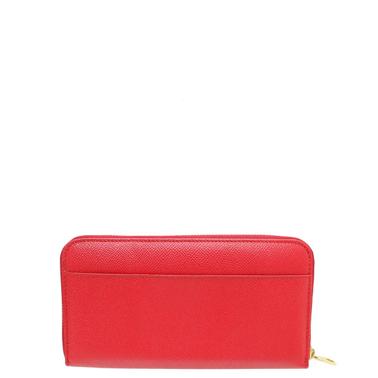 Dolce & Gabbana Red Dauphine Zip Around Long Wallet