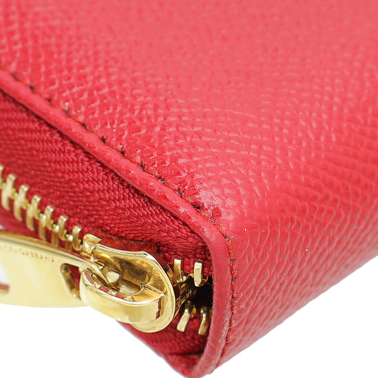 Dolce & Gabbana Red Dauphine Zip Around Long Wallet