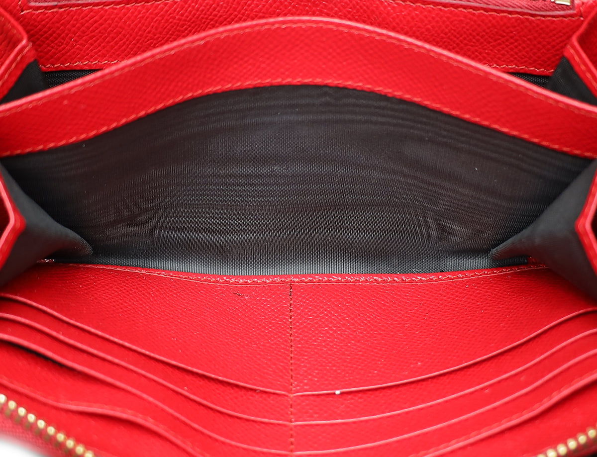 Dolce & Gabbana Red Dauphine Zip Around Long Wallet