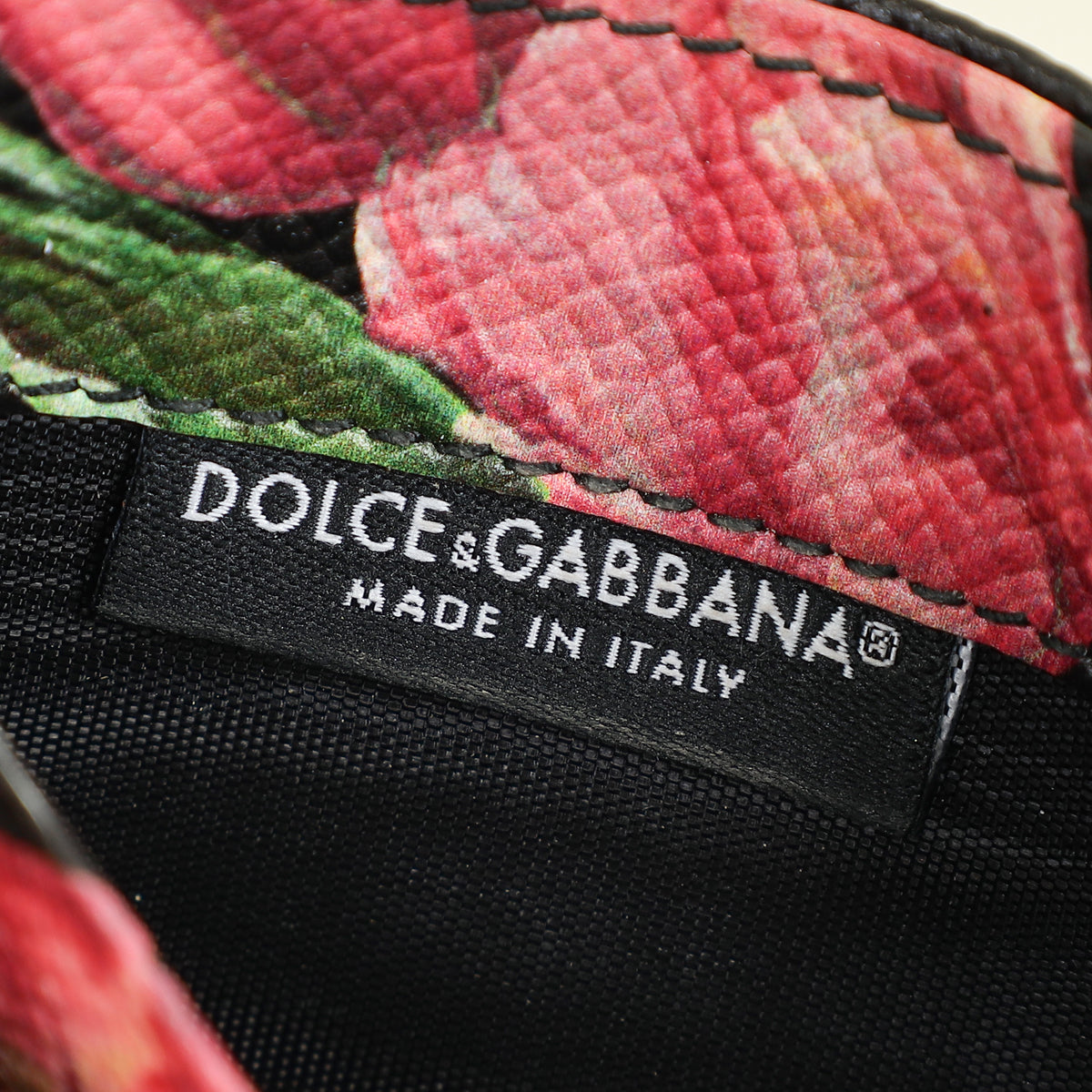 Dolce & Gabbana Black Multicolor Floral Print Card Holder