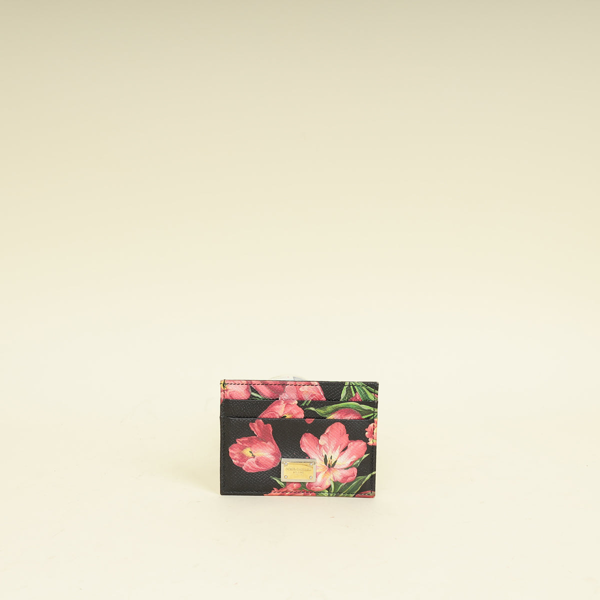 Dolce & Gabbana Black Multicolor Floral Print Card Holder