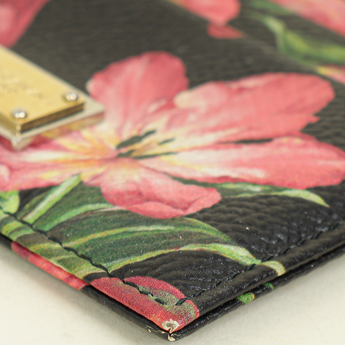 Dolce & Gabbana Black Multicolor Floral Print Card Holder