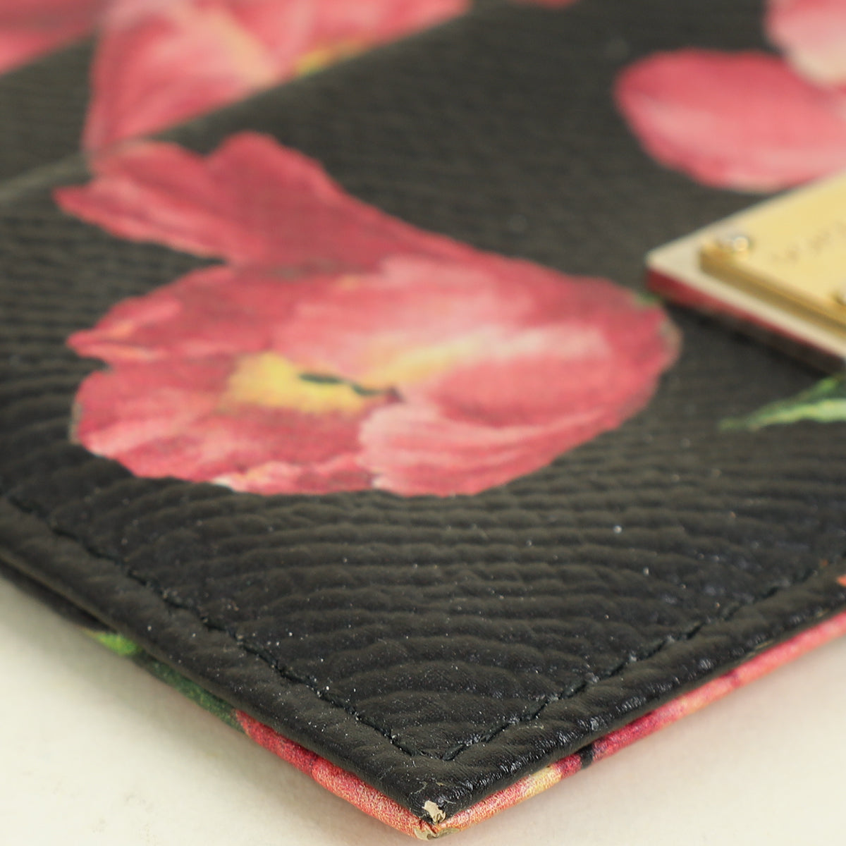 Dolce & Gabbana Black Multicolor Floral Print Card Holder