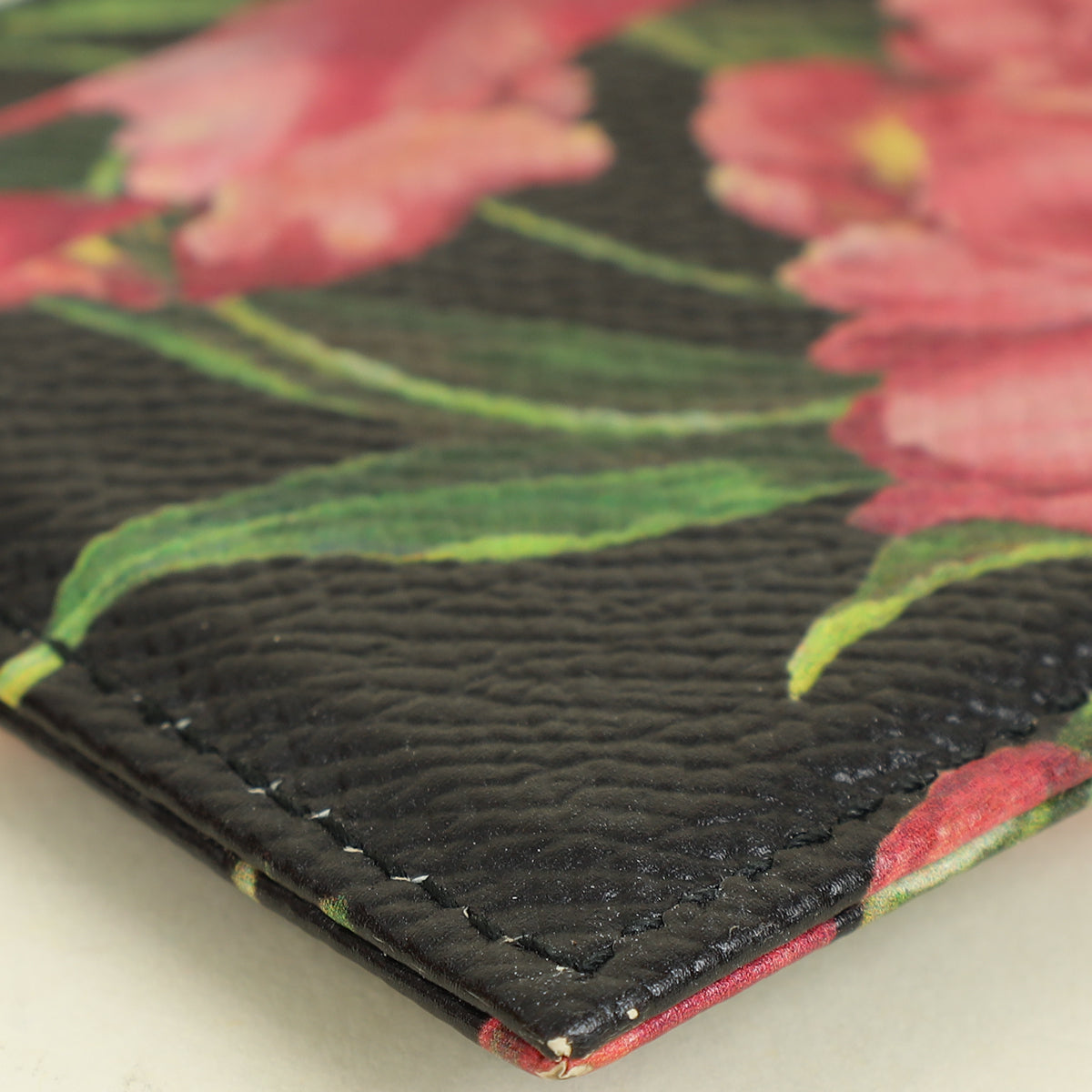 Dolce & Gabbana Black Multicolor Floral Print Card Holder