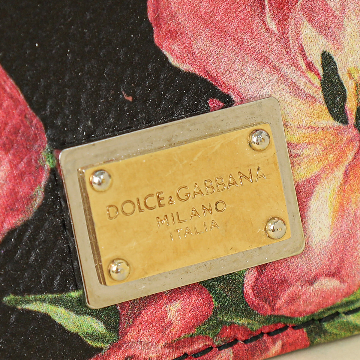 Dolce & Gabbana Black Multicolor Floral Print Card Holder