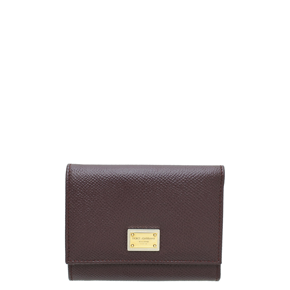 Dolce & Gabbana Burgundy Dauphine French Flap Wallet-Dolce & Gabbana-THE CLOSET