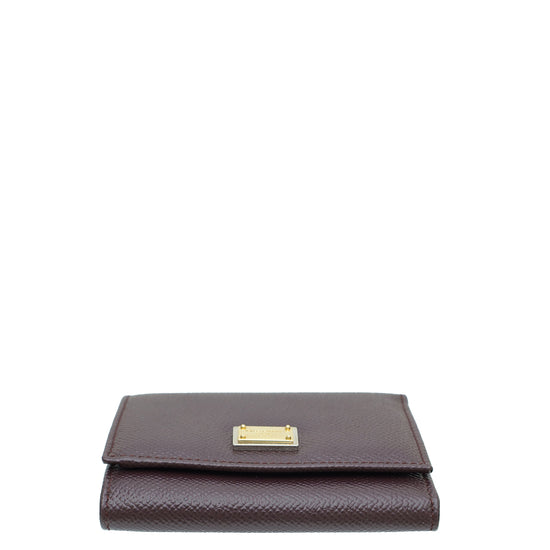 Dolce & Gabbana Burgundy Dauphine French Flap Wallet