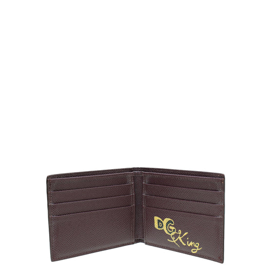 Dolce & Gabbana Burgundy Dauphine Bifold "DG King" Wallet