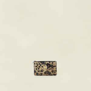Dolce & Gabbana Bicolor Leopard Print Logo Plaque Medium Zip Card Holder