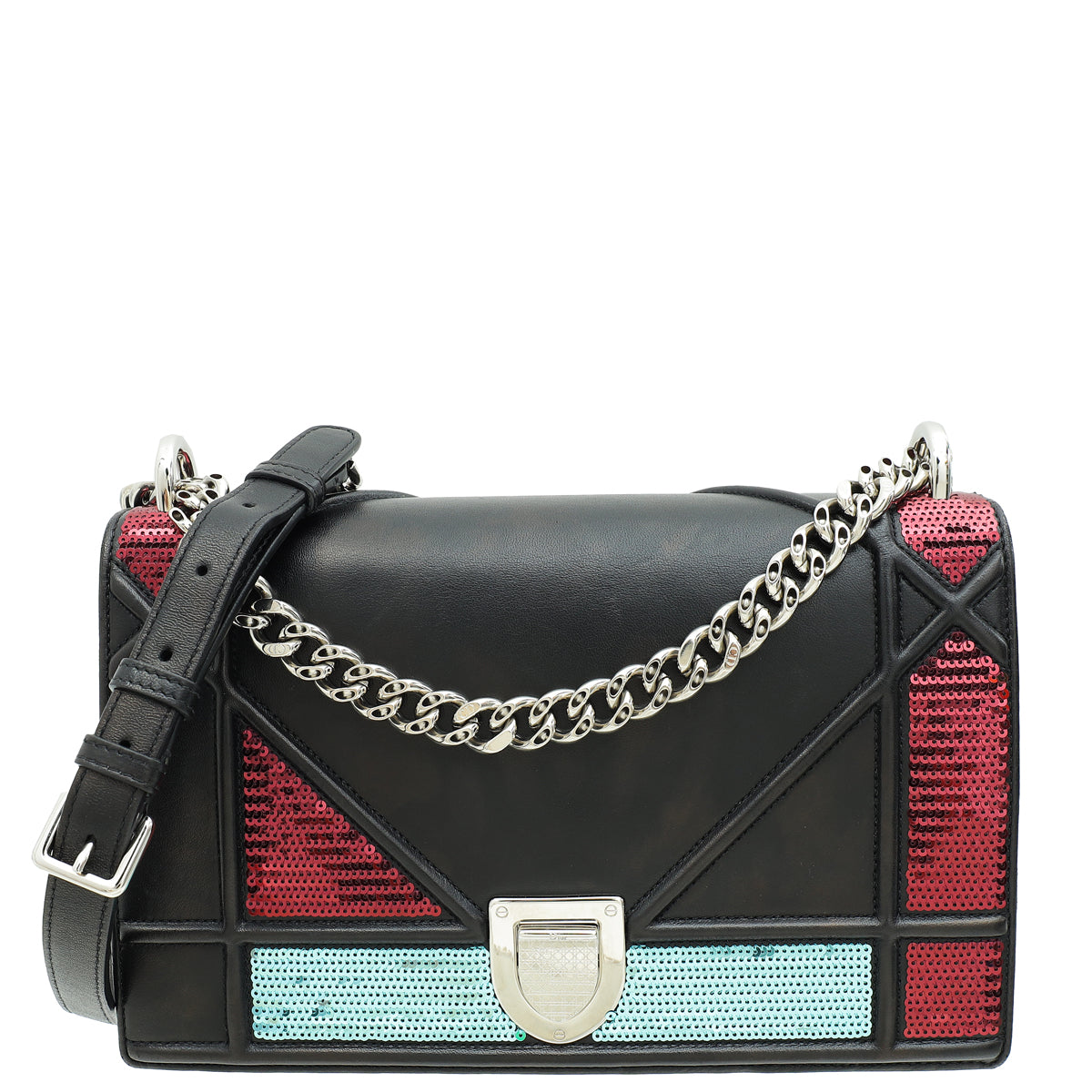 Christian Dior Black Sequins Diorama Flap Medium Shoulder Bag-Christian Dior-THE CLOSET