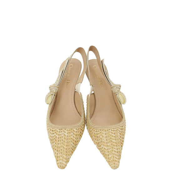 Christian Dior Naturel Raffia J'Adior Slingback Pumps 36