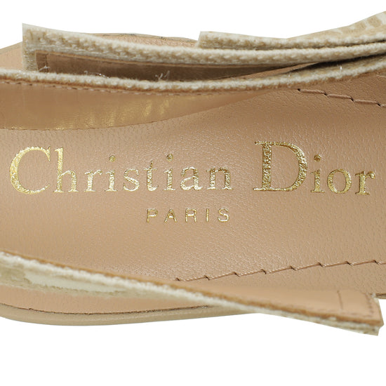 Christian Dior Naturel Raffia J'Adior Slingback Pumps 36