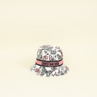 Christian Dior White Multicolor Butterfly Embroidered Bucket Hat