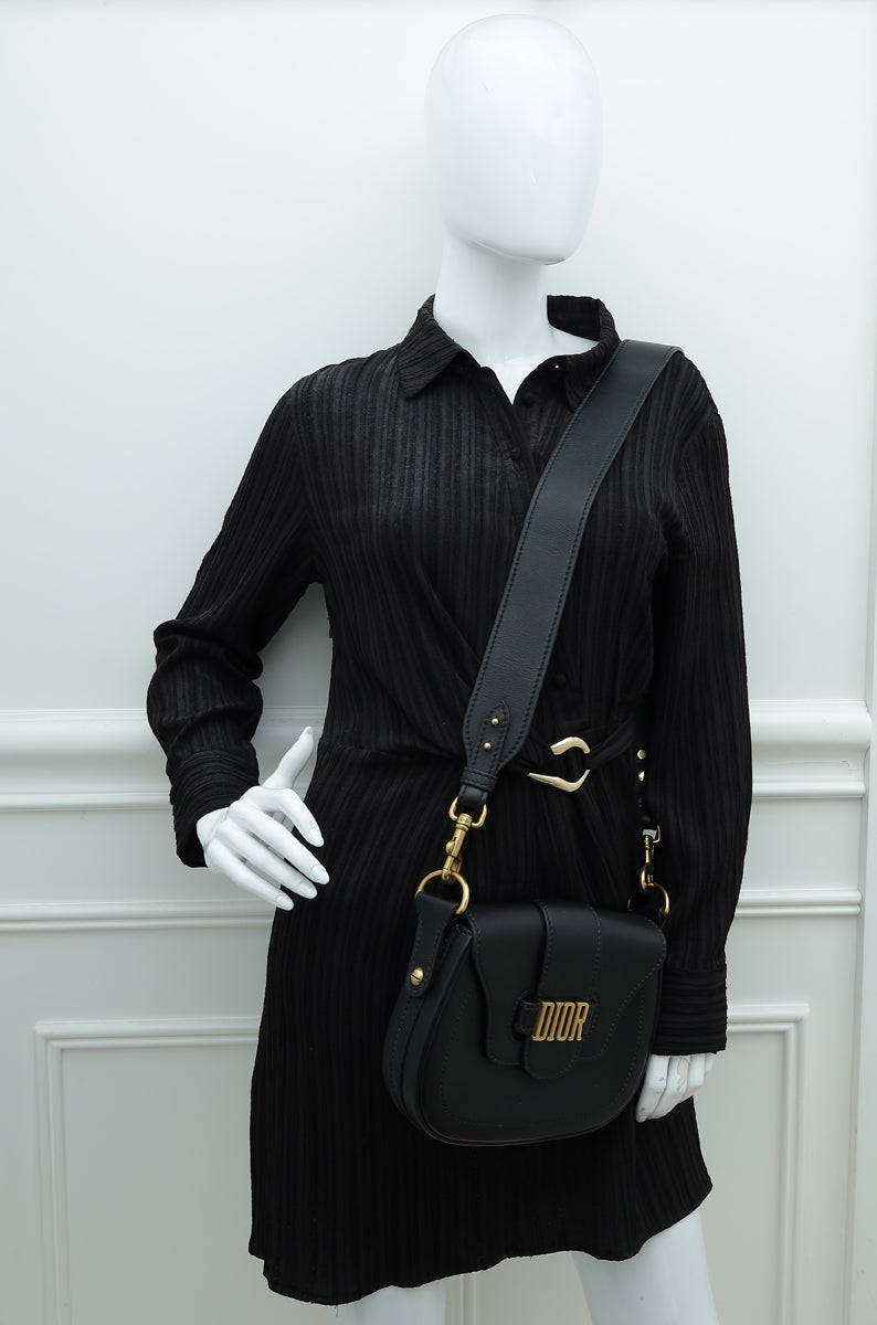 Christian Dior Black D Fence Saddle Small Bag