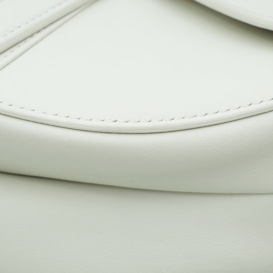 Christian Dior White Saddle Ultra Matte Medium Bag