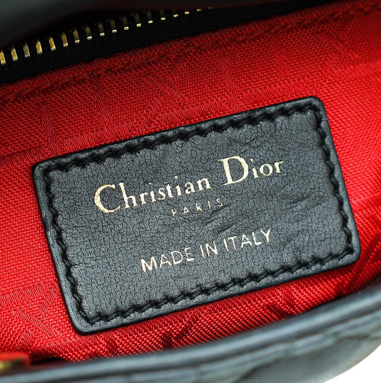 Christian Dior Black Lady Dior Mini Strap Bag