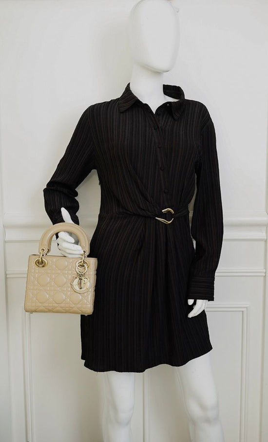 Christian Dior Beige Lady Dior Mini Chain Bag