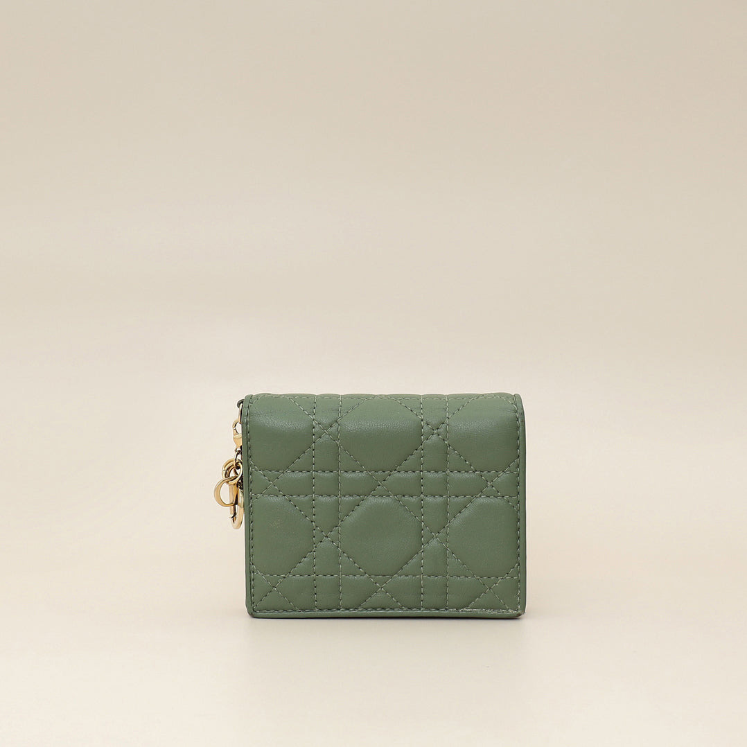 Christian Dior Green Mini Lady Dior Wallet